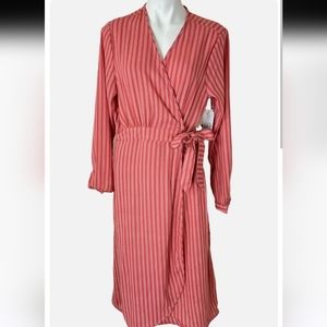 Time and True  wrap striped midi women dress.  Size S (4-6) NWT.
